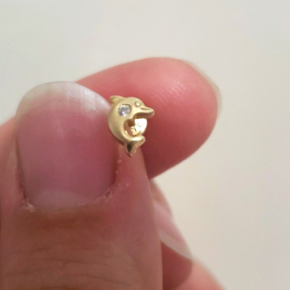 Dolphin - gold stud earing